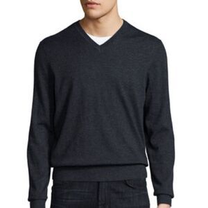 NWT Neiman Marcus Charcoal Merino Wool blend v neck men’s Sweater size M